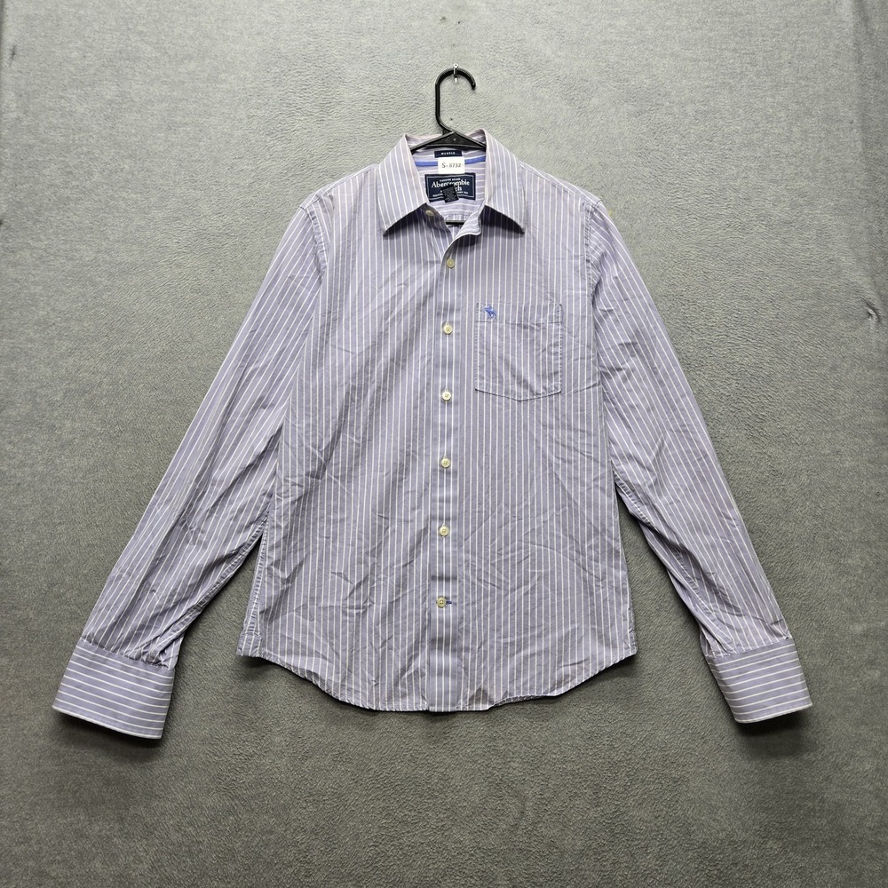 VINTAGE Abercrombie &‎ Fitch Men Button Up Shirt M Purple Dress Muscle Striped